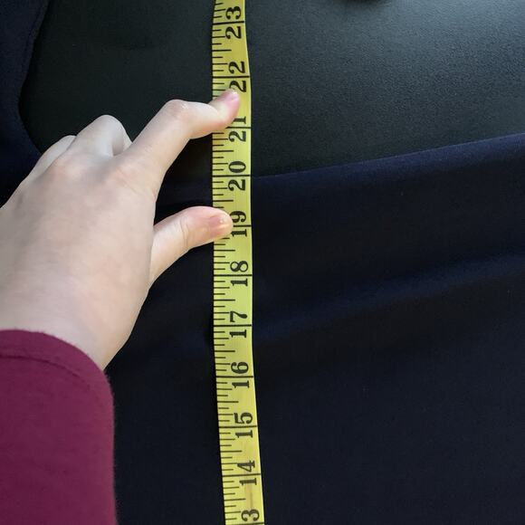 Ellen Tracy Shirt Dress 14 Navy Knee Length Long Sleeve Fabric Frog Button Shift - Picture 8 of 13